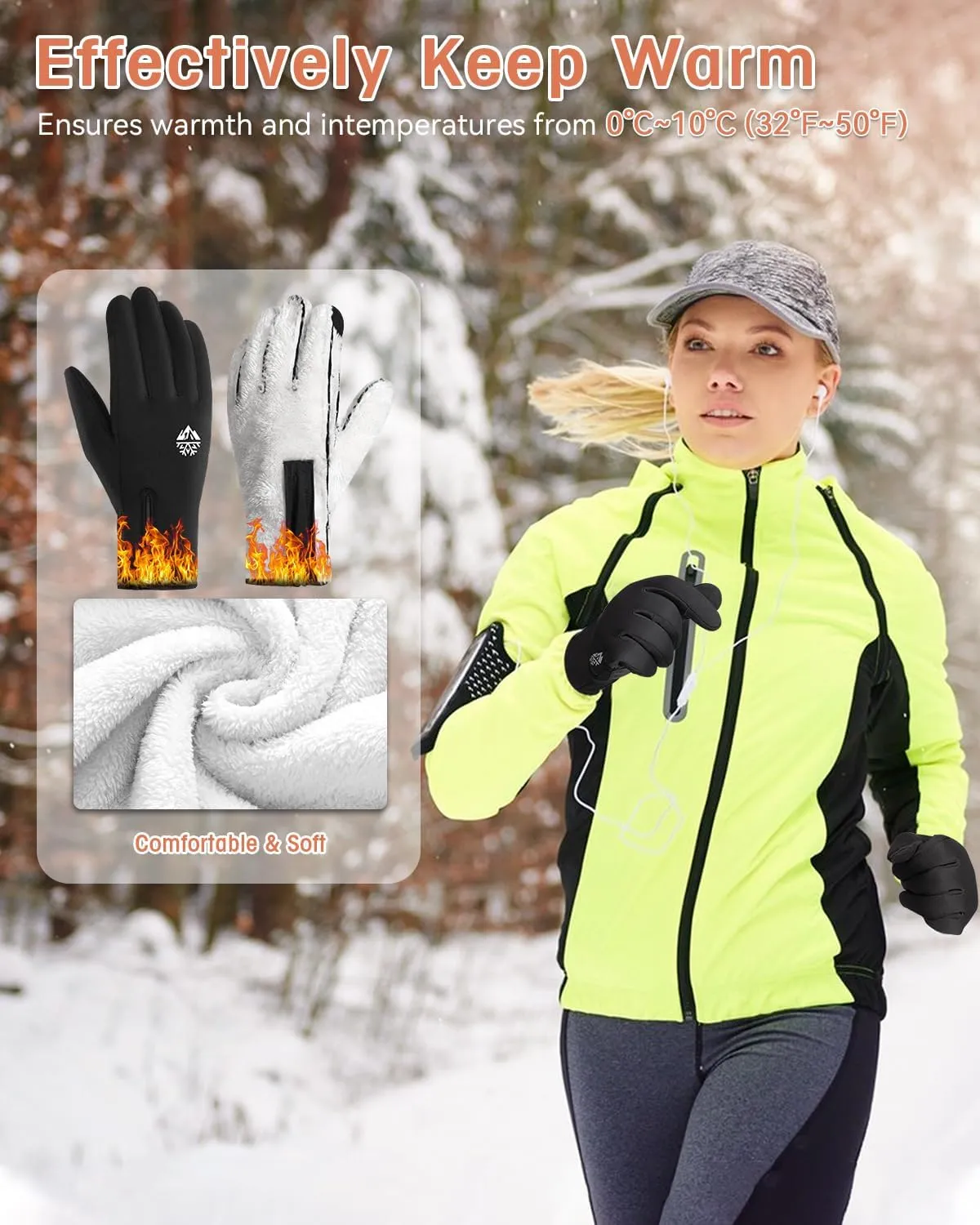 RIGWARL Winter Thermal Gloves Men and Women, Waterproof Touchscreen Cold Weather Gloves with Adjustable Zippered Wrist
