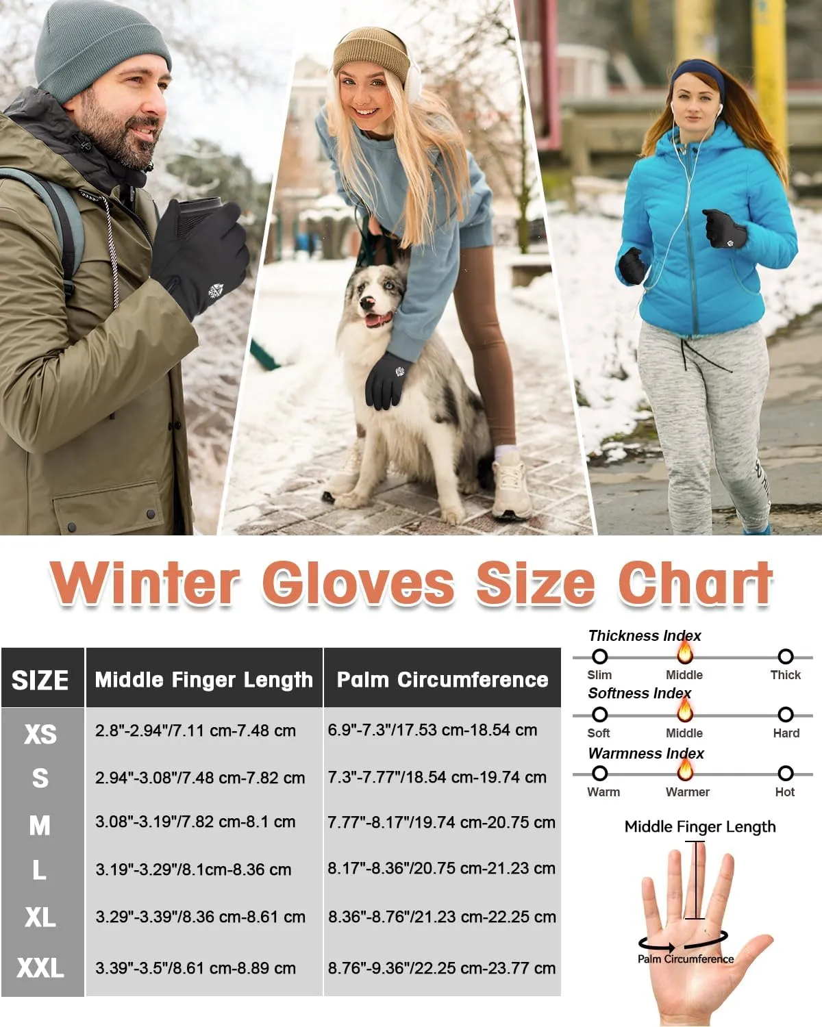 RIGWARL Winter Thermal Gloves Men and Women, Waterproof Touchscreen Cold Weather Gloves with Adjustable Zippered Wrist