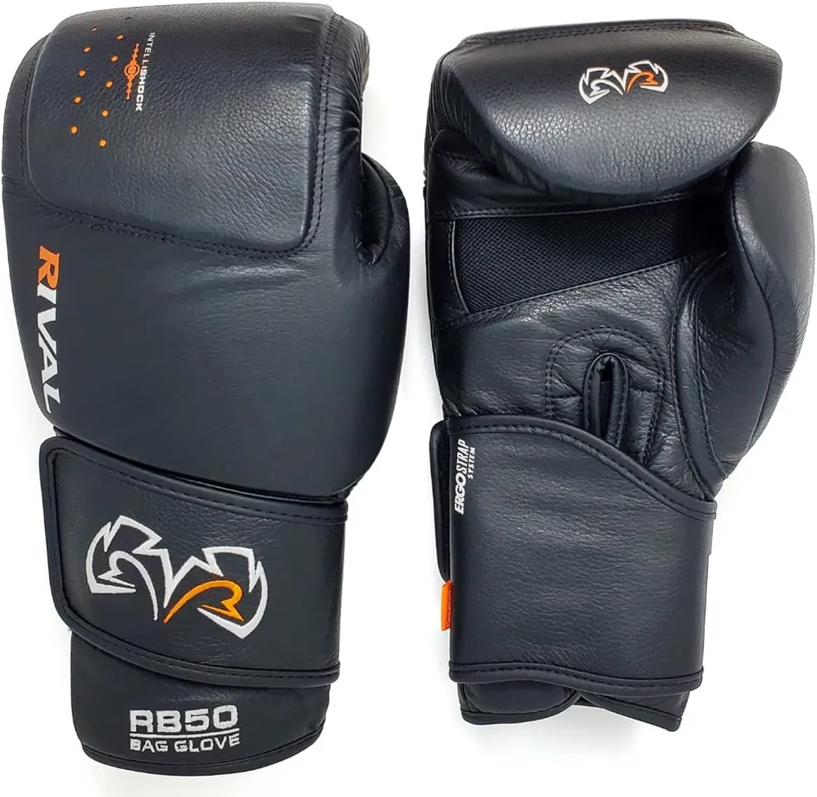 RIVAL Boxing RB50 Intelli-Shock Compact Bag Gloves, Hook and Loop Closure - Soft Inner Lining, Multi-Layered Foam Padding