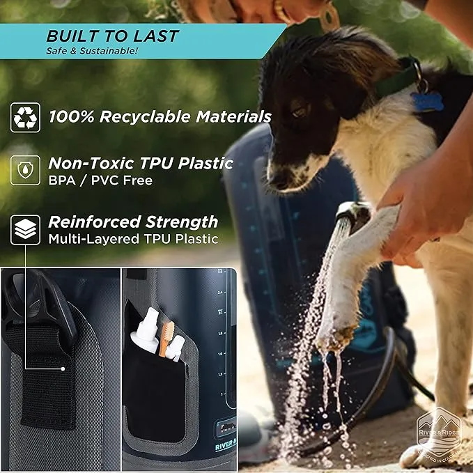 River & Ridge - AQUATREK Portable Pressure Camping Shower | 3Gal 12L Bag Tank Volume | Sustainable Food-Grade Material | Hot Water from Sun