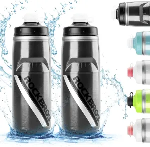 ROCKBROS Bike Water Bottle 21oz Bicycle Water Bottle for 5hrs Insulation Sports Squeeze Water Bottle with Leakproof Design