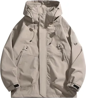 RTRDE Men's Camping Jackets Waterproof Windbreaker Rain Jacket Lightweight Proof Raincoat with Hood for Outdoor, M-3XL
