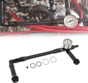 RULLINE 8AN Carburetor Dual Feed Fuel Line Pressure Gauge - Precision Gauge compatible with Holley 4150 Carburetor - Black Finish, Easy Installation