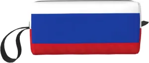 Russian Flag print Large Capacity Travel Makeup Case Organizer Makeup Bag Portable Cosmetic Bag For Women
