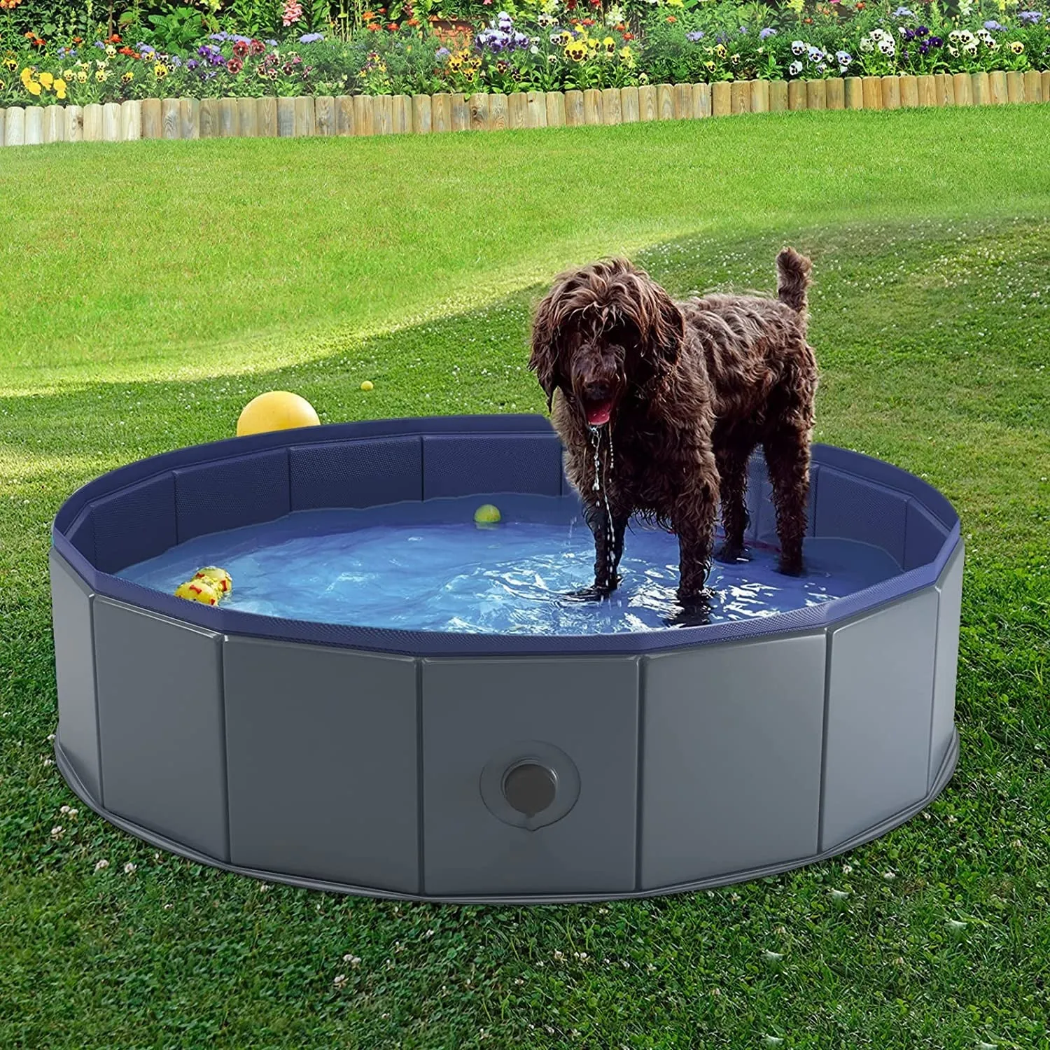 Rynx | Foldable Dog Pool, Collapsible Plastic Dog Pool, Portable Bathtub for Pet Dogs and Cats, Pet Water Pool for Indoor and Outdoor, 32 x 8 Inches