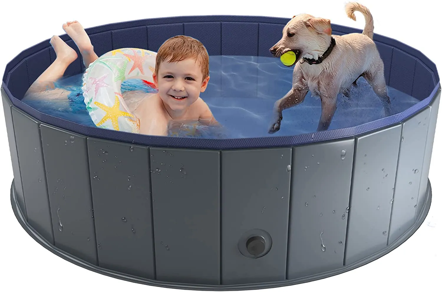 Rynx | Foldable Dog Pool, Collapsible Plastic Dog Pool, Portable Bathtub for Pet Dogs and Cats, Pet Water Pool for Indoor and Outdoor, 32 x 8 Inches