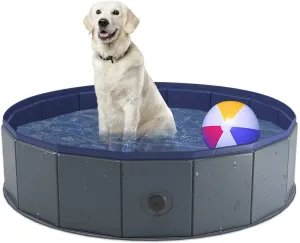 Rynx | Foldable Dog Pool, Collapsible Plastic Dog Pool, Portable Bathtub for Pet Dogs and Cats, Pet Water Pool for Indoor and Outdoor, 32 x 8 Inches