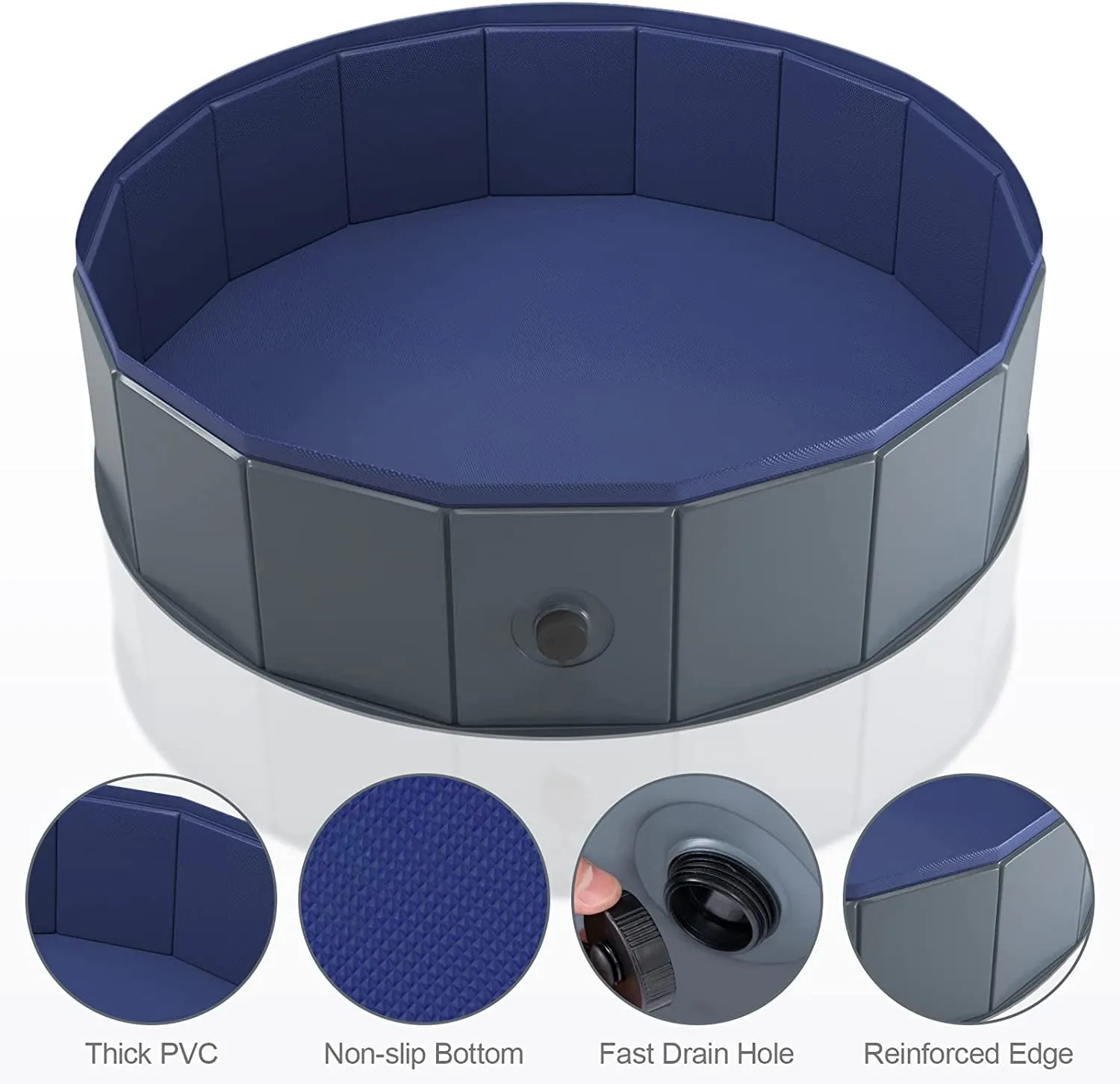 Rynx | Foldable Dog Pool, Collapsible Plastic Dog Pool, Portable Bathtub for Pet Dogs and Cats, Pet Water Pool for Indoor and Outdoor, 32 x 8 Inches