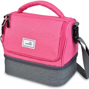 Rynx | Lunchbots Duplex Insulated Lunch Bag - Split Design Fits Lunchbots Uno, Duo, Trio, Quad, Rounds, Bento Cinco Perfect - Spacious Thermal Lunch Bag For Children And Adults - Pink