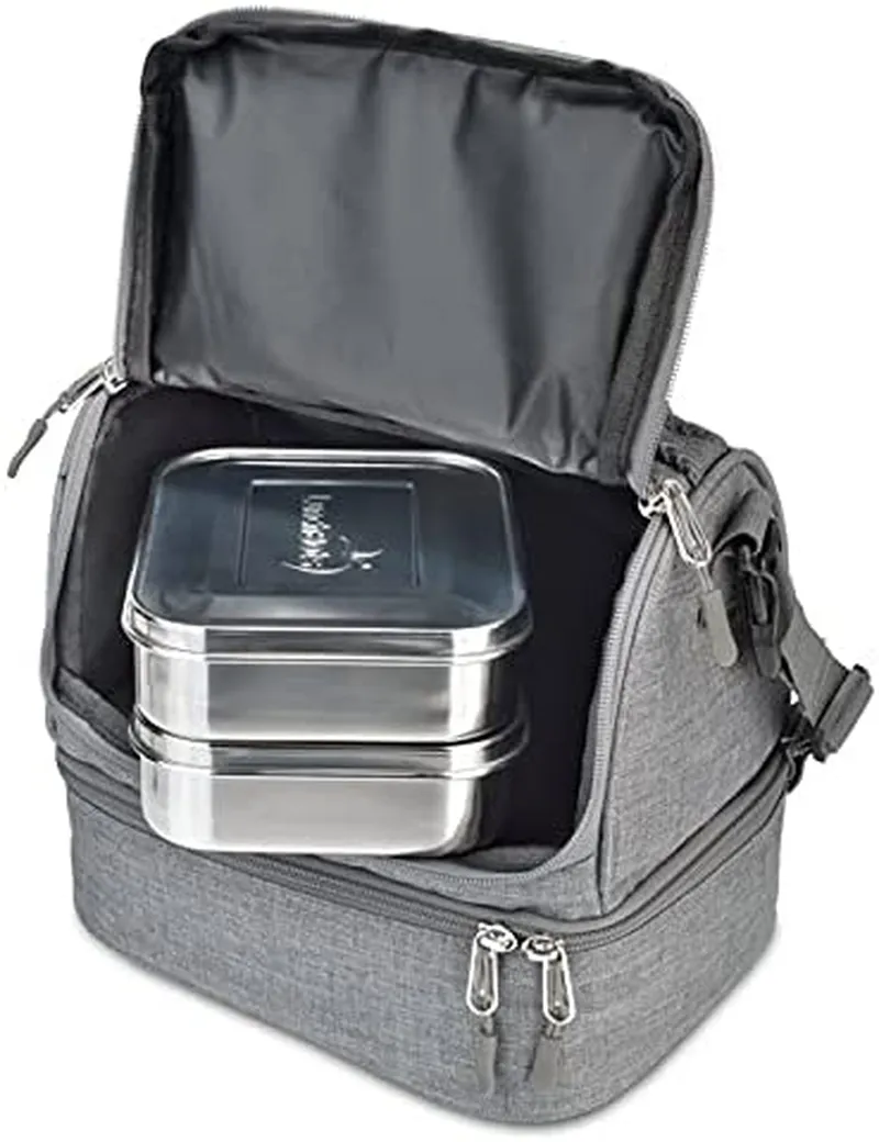 Rynx | Lunchbots Duplex Insulated Lunch Bag - Split Design Fits Lunchbots Uno, Duo, Trio, Quad, Rounds, Bento Cinco Perfect - Spacious Thermal Lunch Bag For Children And Adults - Pink