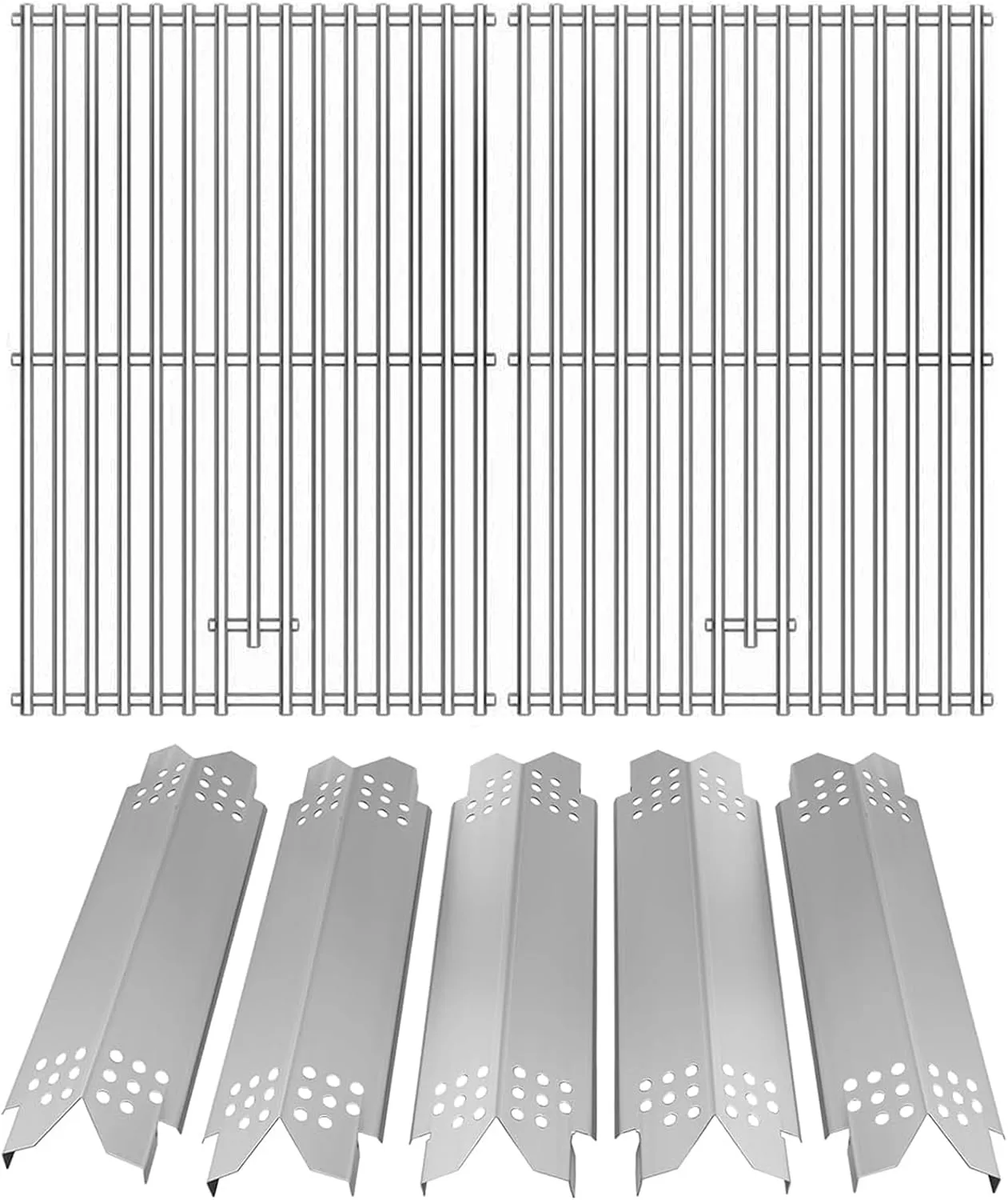 SafBbcue Grill Parts Kit for Home Depot Nexgrill 5 Burner 720-0888N 720-0888S 720-0888 4 Burner 720-0830H 720-0830HM Replacement Parts, Stainless Steel Grill Heat Plates & Cooking Grates for Nexgrill