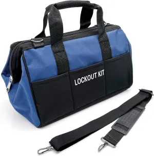 SAFBY Blue Lockout Bag Unfilled, High Capacity Lock Lightweight Portable Industrial Kit, Easy to Carry Tool Bag with Handle and Shoulder Strap(Gray bag - unfilled)