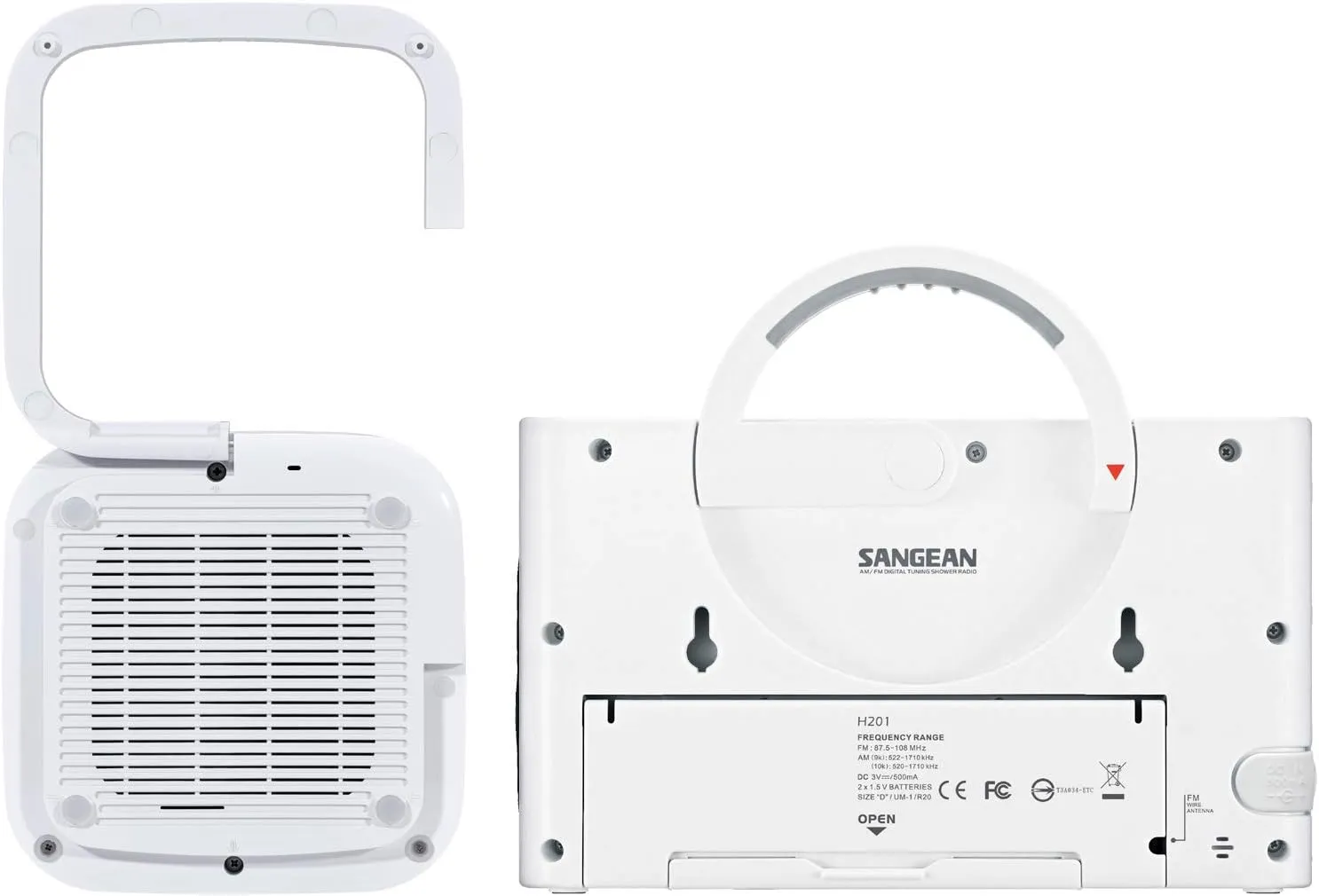 Sangean H201P Portable Waterproof Bluetooth Speaker and Portable AM/FM/Weather Alert Digital Tuning Waterproof Shower Radio