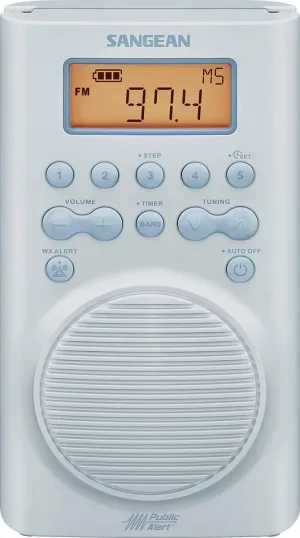 SANGEAN SG-100 AM/FM/Weather Alert Waterproof Shower Radio