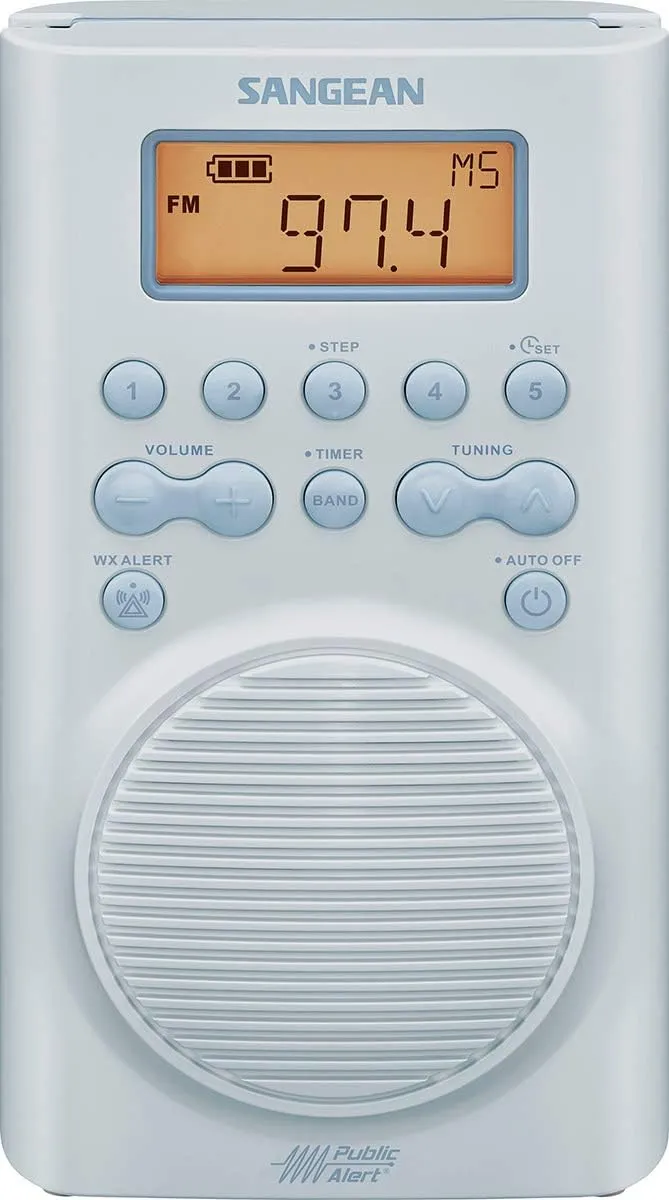 SANGEAN SG-100 AM/FM/Weather Alert Waterproof Shower Radio