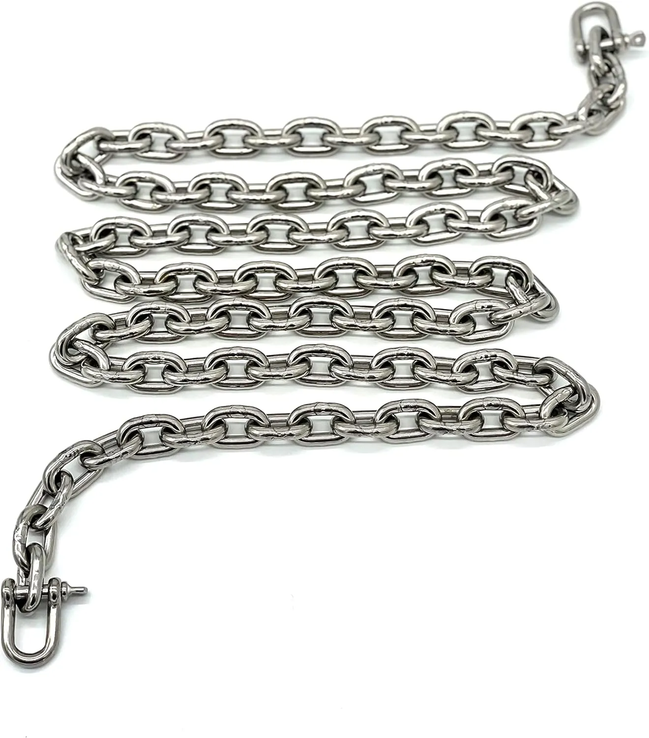SARDiNE 1/4" Anchor Chain Kit with 2 D-Shackle Connections Windlass Compatible, Multiple Lengths