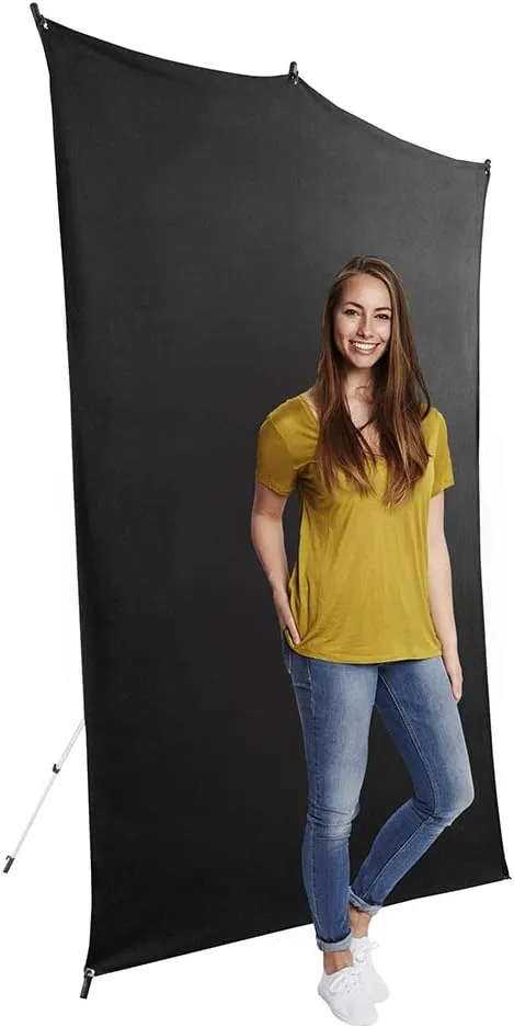 Savage Travel Backdrop Kit, Black Floor Extended Backdrop, Size 1.52m x 2.13m, Photo Backdrop with Aluminum Stand, Carry Bag with Shoulder Strap