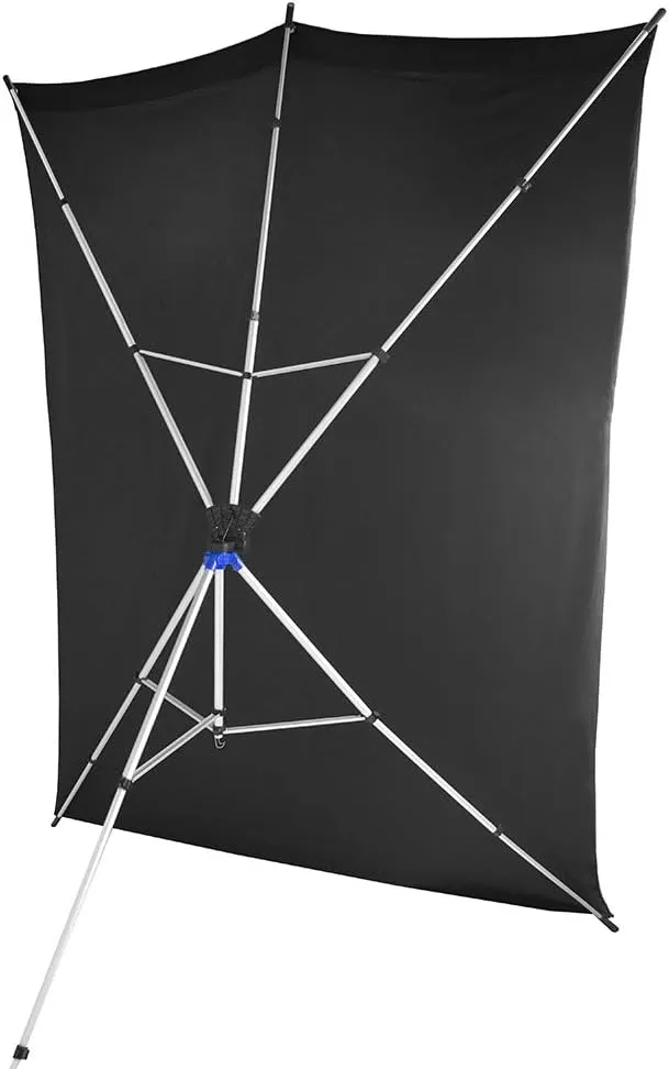 Savage Travel Backdrop Kit, Black Floor Extended Backdrop, Size 1.52m x 2.13m, Photo Backdrop with Aluminum Stand, Carry Bag with Shoulder Strap