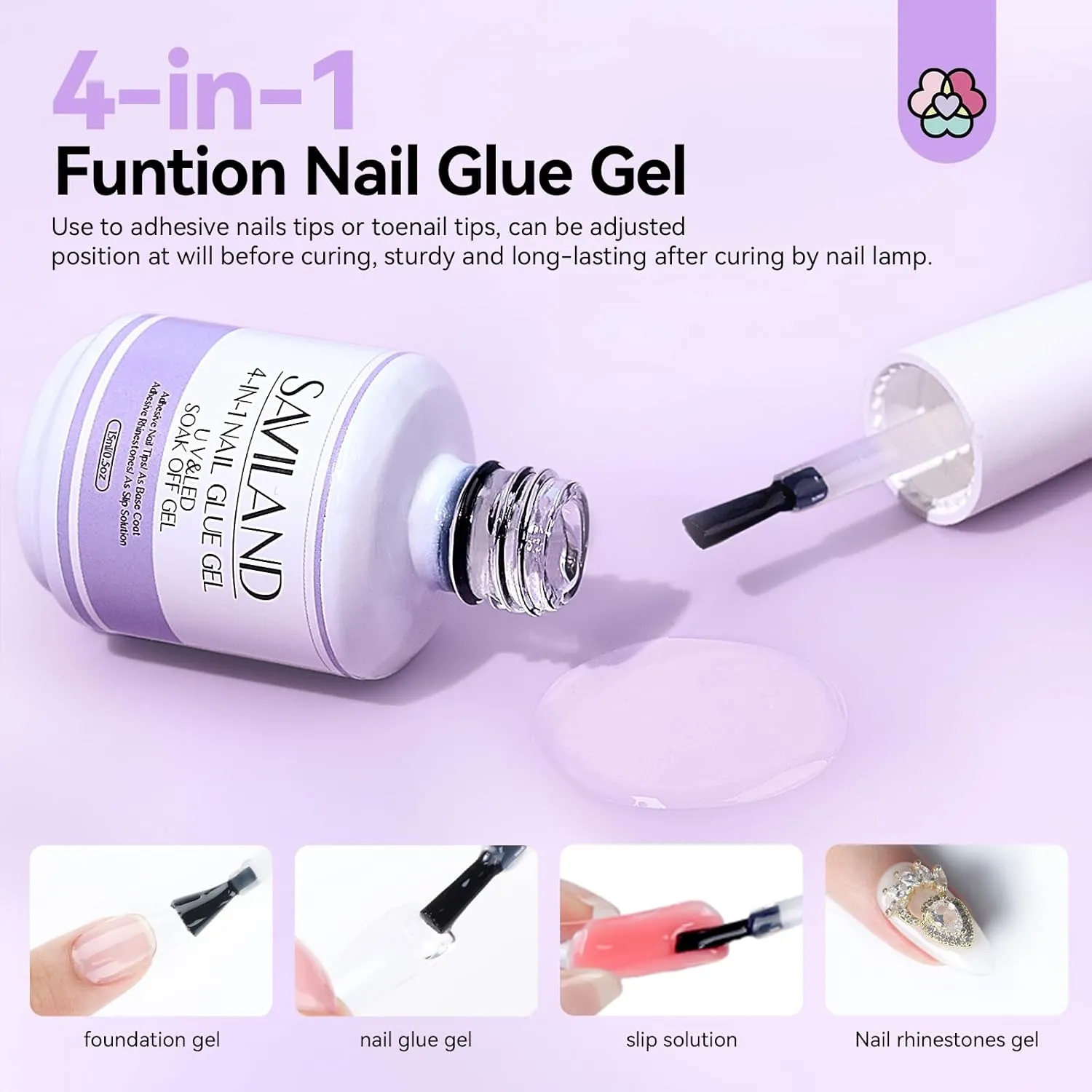 SAVILAND Gel Nail Kit Short Square - Nail Drill Kit 500 PCS Natural False Nail Tips For Acrylic Nails U V Nail Lamp Manicure Tools for Nail Extension Nail Art For Women Home DIY Nail Salon
