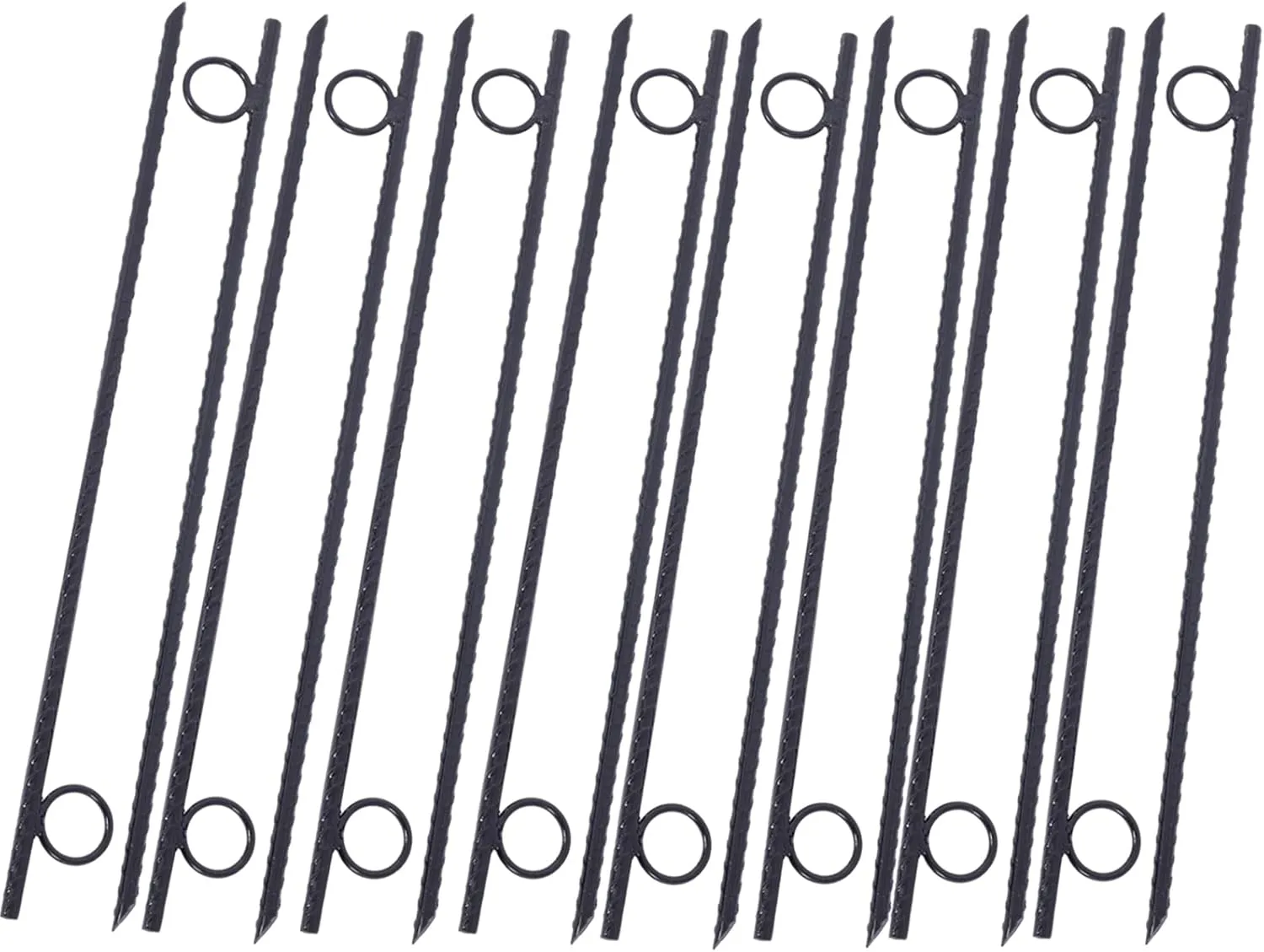 Secure Your Tent with Durable Steel Rebar Stake Set, Heavy Duty 3/8" x 18" for Canopies and Campsites, 16pcs, Black