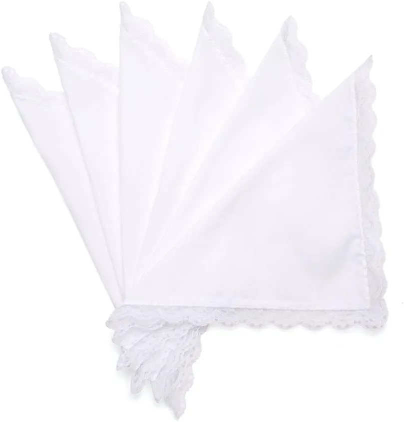 Selected Hanky Women's Wedding Handkerchief with Lace, Ladies Hankies for Embroidery and Wedding, Handkerchiefs of Textile