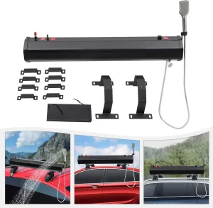 Self-Pressurized Water Tank for Camping Shower, 30L/7.93Gal Off Road Shower Tank Car Mount Camping Shower Portable Vehicle Water Tank Mount Roof Rack Water Storage for Trucks Off Road Vehicles RV SUV
