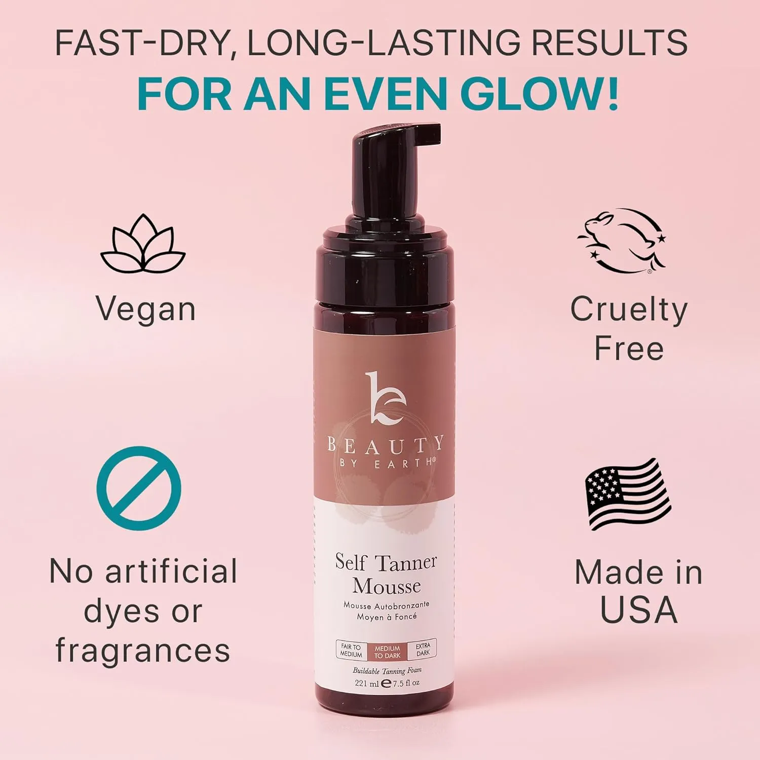 Self Tanner Tanning Mousse Kit - USA Made with Natural & Organic Ingredients, Self Tanner Mousse and Mitt, Tan Kit, Fake Tan Tanning Foam, Medium to Dark, Sunless Tanners Best Sellers