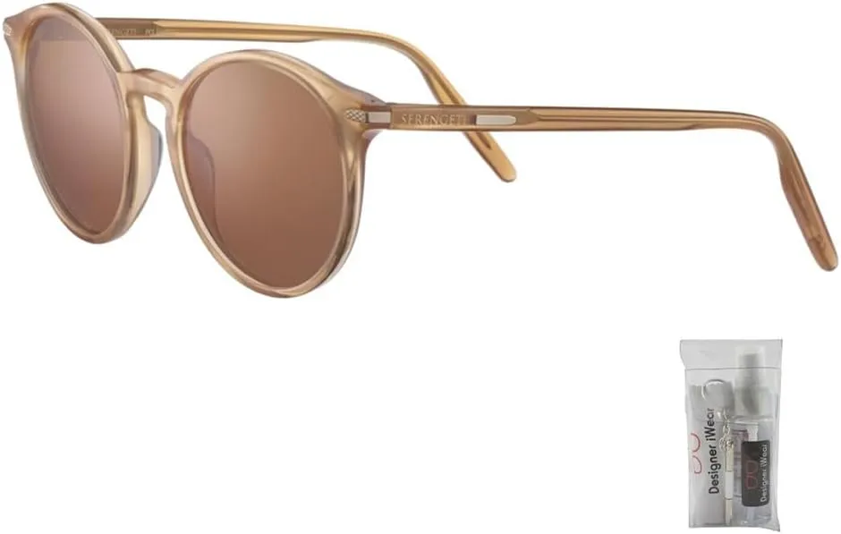 Serengeti Leonora Round Sunglasses For Women   BUNDLE with Designer iWear Kit