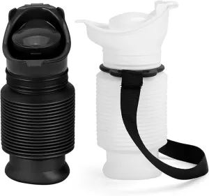 Set of 2 Portable Travel Urinal, Collapsible Urinals for Men and Women, Reusable Kids Potty, Personal Pee Bottle for Outdoor Camping, Long Road Trip and in Traffic