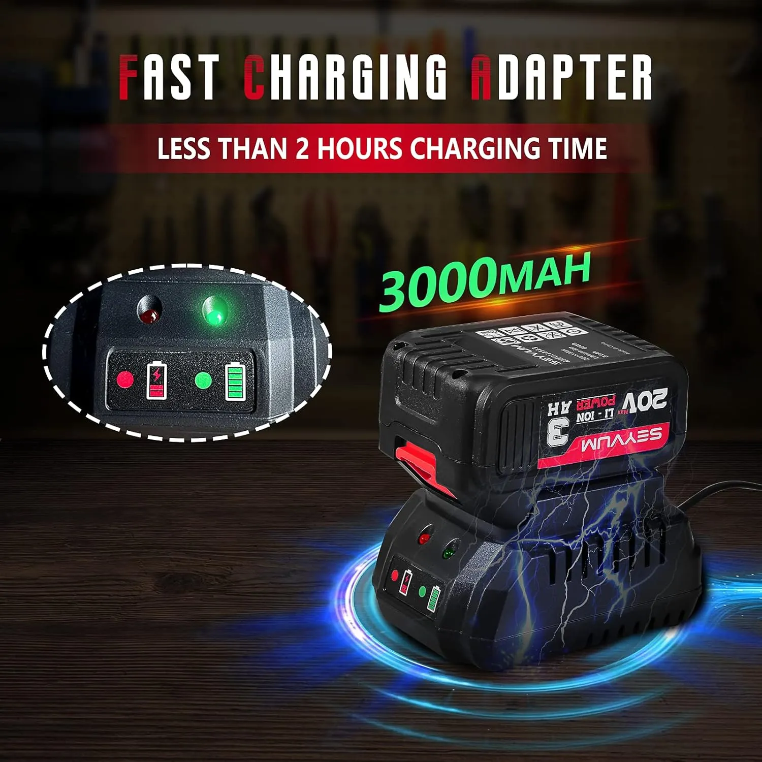 SEYVUM Impact Wrench,1/2" Impact Gun, Power Impact Driver Max Torque 320 Ft-lbs (430N.m), Cordless Impact Wrench with 20V Brushless Motor, 3.0Ah Li-ion Battery with Fast Charger, 4 Pcs Impact Sockets