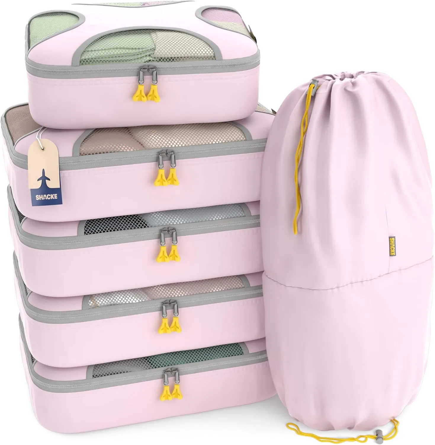 Shacke 6 Set Packing Cubes for Travel Lightweight Luggage Organizer