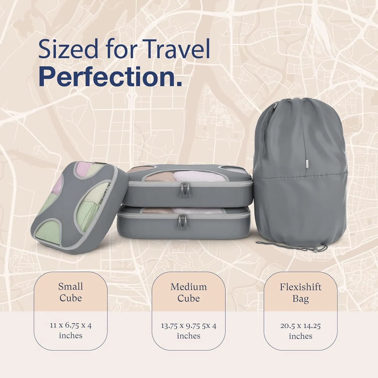 Shacke 6 Set Packing Cubes for Travel Lightweight Luggage Organizer