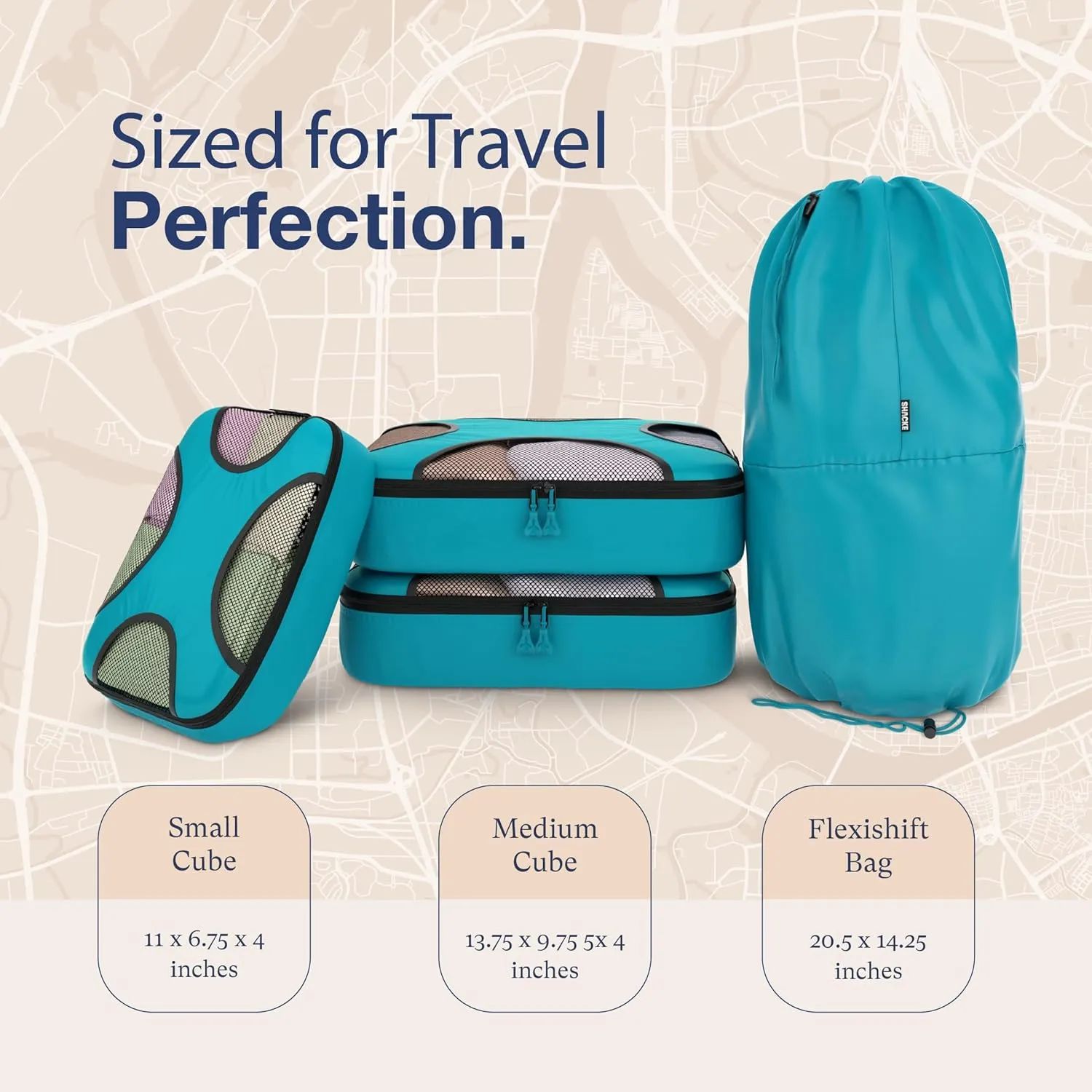 Shacke 6 Set Packing Cubes for Travel Lightweight Luggage Organizer