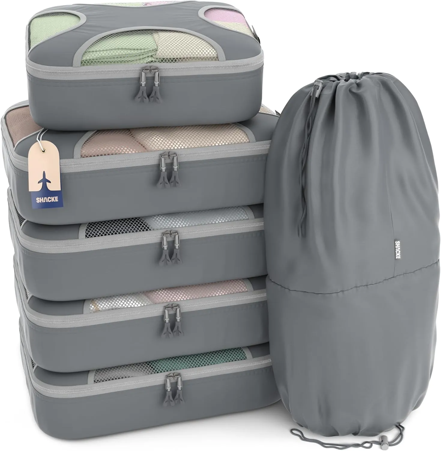 Shacke 6 Set Packing Cubes for Travel Lightweight Luggage Organizer