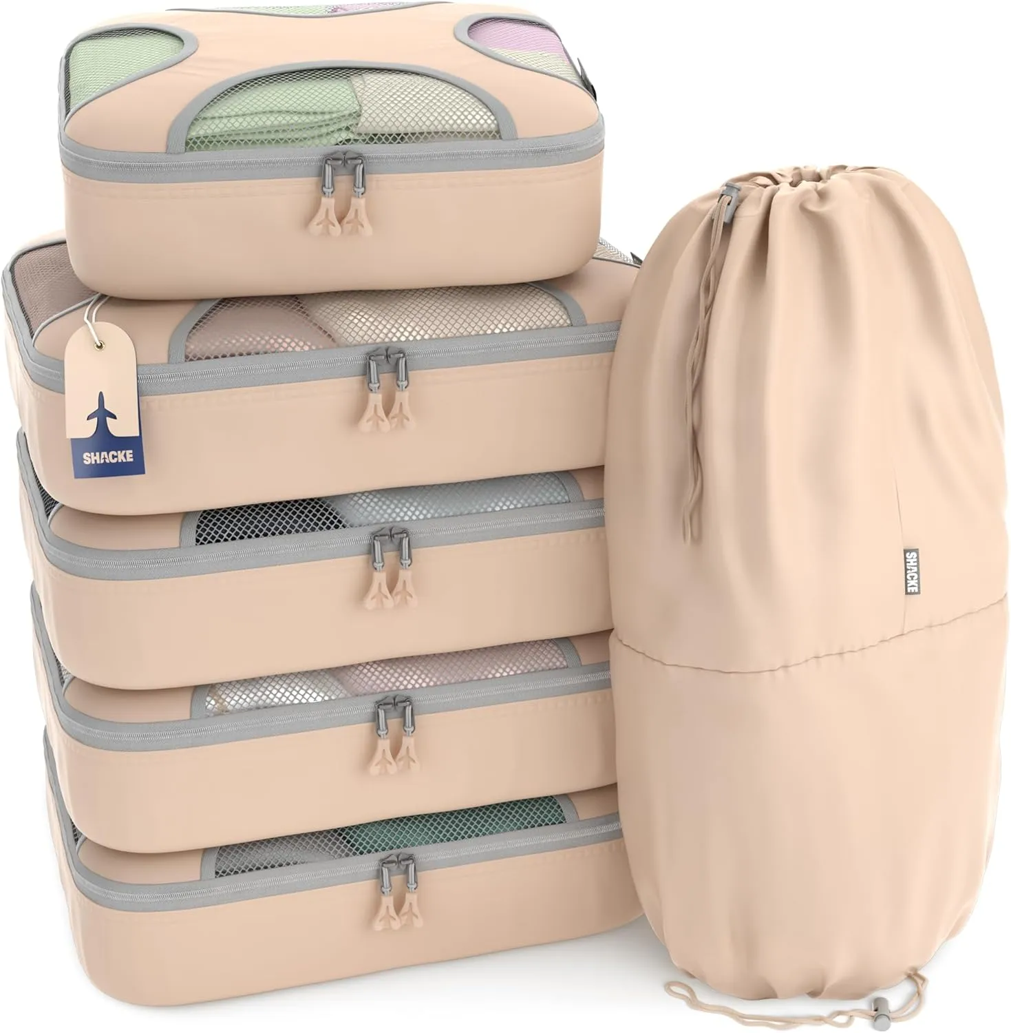 Shacke 6 Set Packing Cubes for Travel Lightweight Luggage Organizer