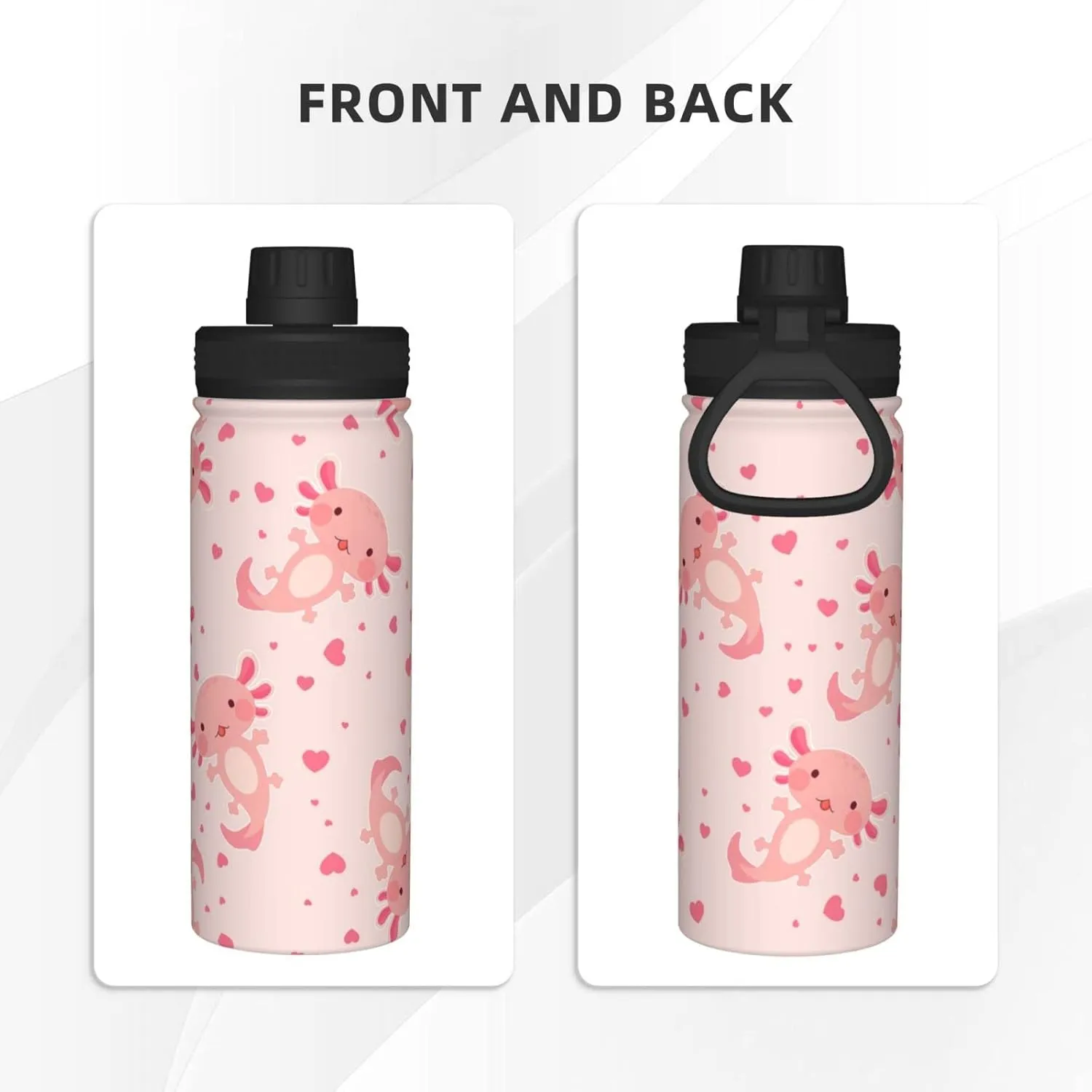 shangtiezao Axolotl 18oz Sports Insulated Water Bottle Double-Wall Vacuum Stainless Steel Reusable Leak & Sweat Proof Water Kettle For Fitness Gym Outdoor Girls Women