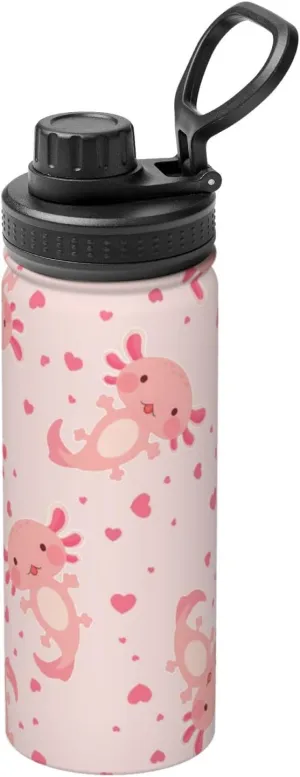shangtiezao Axolotl 18oz Sports Insulated Water Bottle Double-Wall Vacuum Stainless Steel Reusable Leak & Sweat Proof Water Kettle For Fitness Gym Outdoor Girls Women