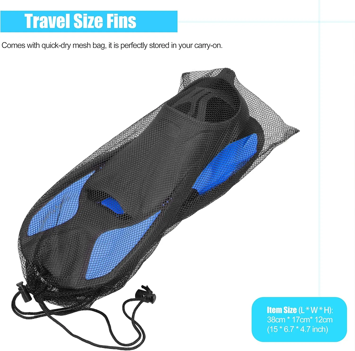 Short Swim Fins, Adult Kids Snorkel Fins for Lap Swimming Diving Snorkeling Travel Size with Mesh Bag