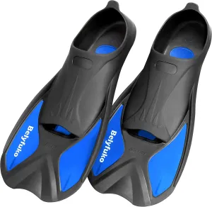 Short Swim Fins, Adult Kids Snorkel Fins for Lap Swimming Diving Snorkeling Travel Size with Mesh Bag