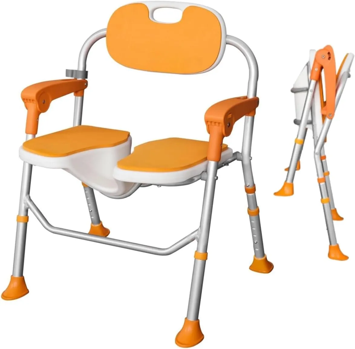 Shower Chair for Inside Shower,Folding Shower Chair for Elderly and Disabled,U-Shape Shower Seat for Adults,Height Adjustable Portable Bath Chair with Arms, Tub Transfer Bench for Bathtubs
