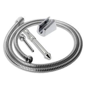 Shower Enema Flusher Attachment with 59"Shower Hose and Shower bracket for Portable Bathroom Kit Flush Enema Zinc Alloy Cleaning Tool with 2 Shower Heads