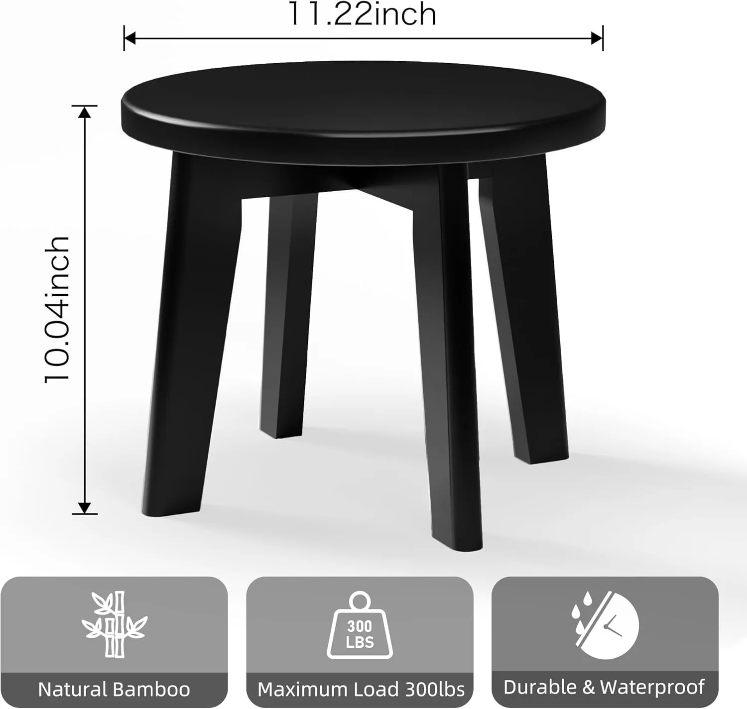 Shower Shaving Foot Rest Stool,Bamboo Step Stool for Kids Adults Small Portable Wooden Stools for Inside Shower Sturdy Stepping Spa Bench 300 Lbs in Sink Bathroom Office Plant Stand 10inch (Round)