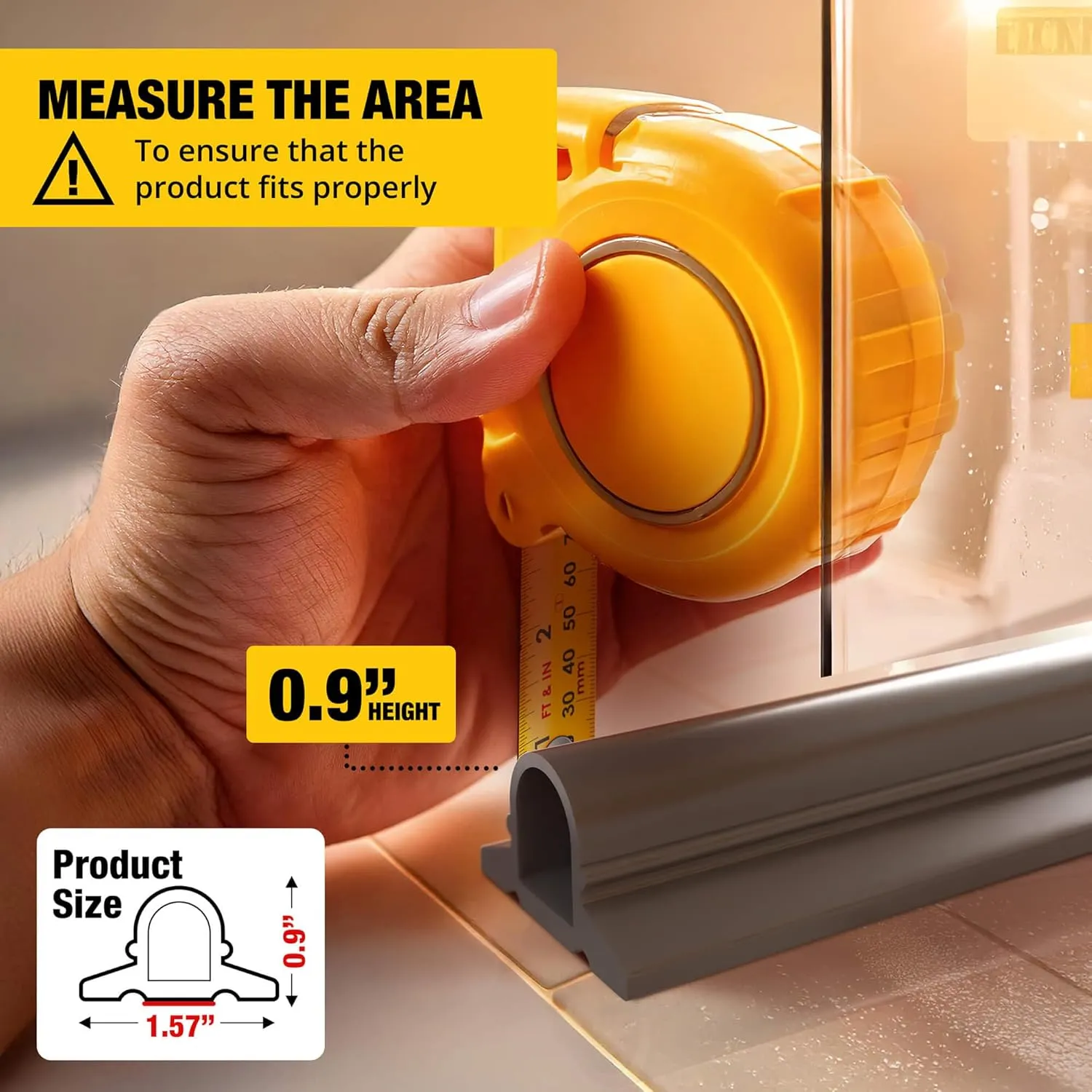 Shower Threshold Water Dam Barrier 100" Rounded - Gray Collapsible Shower Water Blocker - Guard for Walk in Shower - Water Guard Stopper for Floor - Shower Door Water Blocker - Wheelchair Accessible