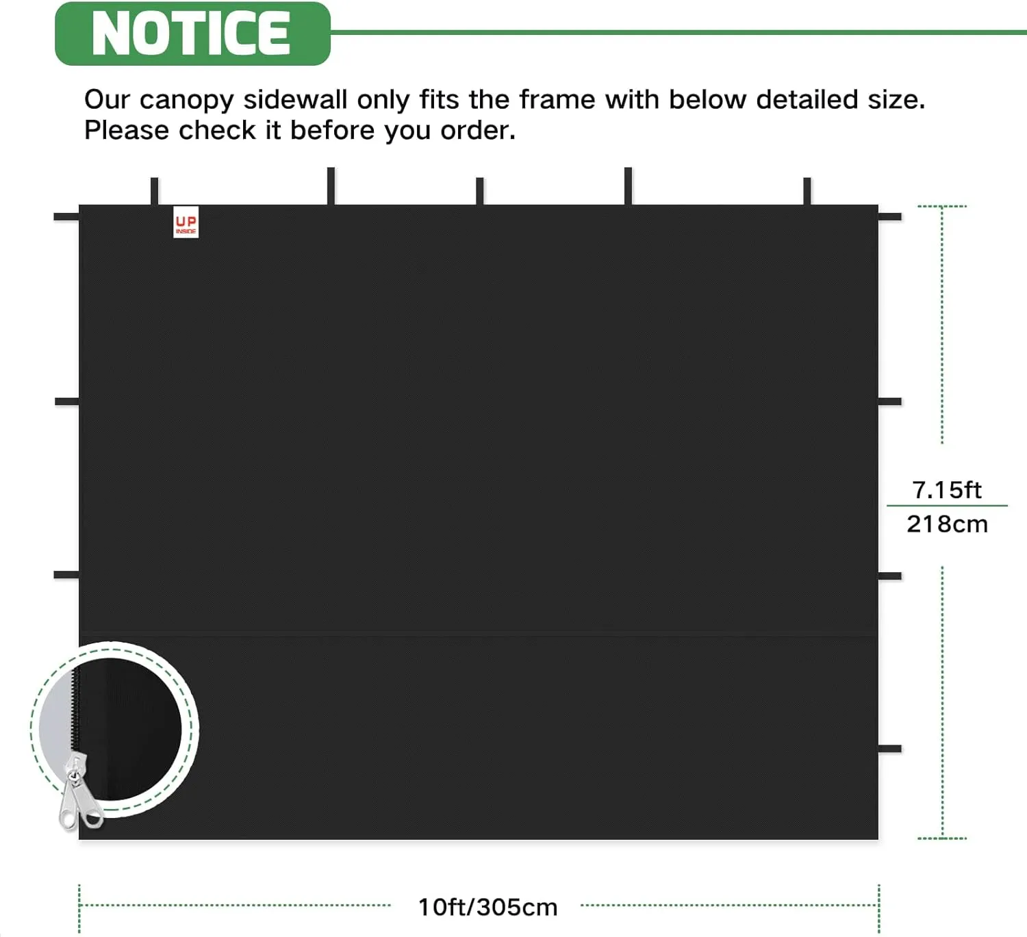 Sidewalls for 10x10 Pop Up Canopy, 210D Polyester Waterproof Canopy Sidewalls with UV Protection, Sunwall Only (Black, 10x10 3PCS)