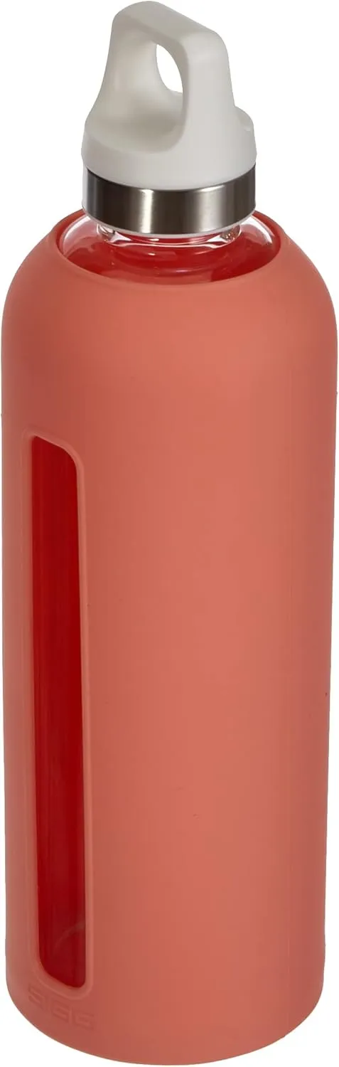 SIGG - Glass Water Bottle - Star Shy Pink - Soft Silicon Cover - Leakproof - Dishwasher Safe - BPA Free - Broscilate Glass - 29 Oz