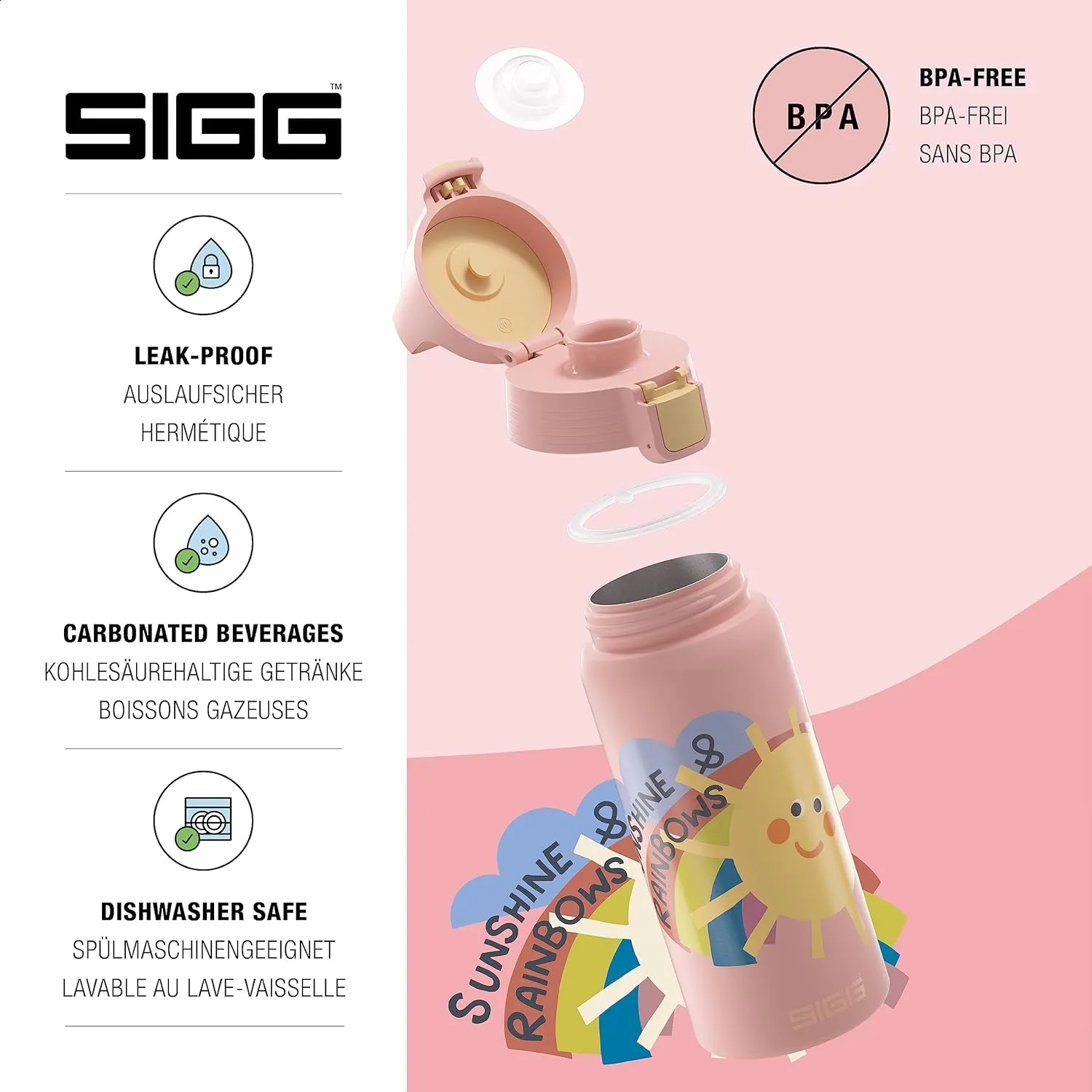 SIGG - Insulated Kids Bottle - Shield One Therm - For Carbonated Beverages - Dishwasher Safe - Stainless Steel - 17 Oz