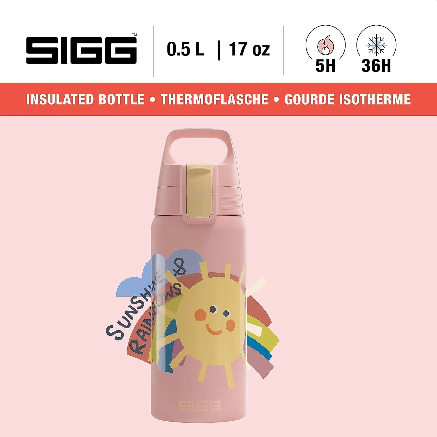 SIGG - Insulated Kids Bottle - Shield One Therm - For Carbonated Beverages - Dishwasher Safe - Stainless Steel - 17 Oz
