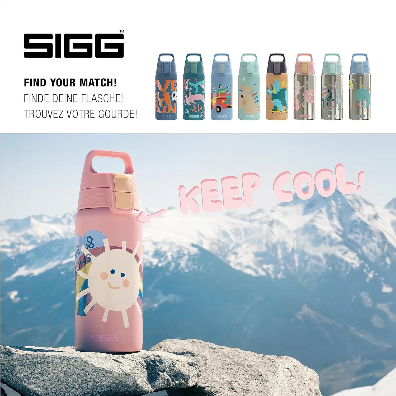 SIGG - Insulated Kids Bottle - Shield One Therm - For Carbonated Beverages - Dishwasher Safe - Stainless Steel - 17 Oz
