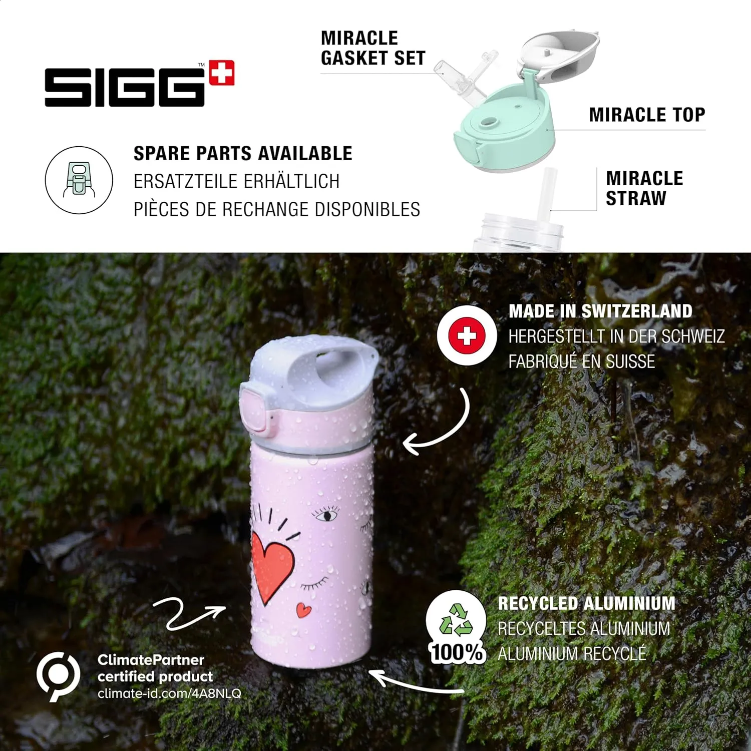 SIGG - Kids Miracle Water Bottle - Firesam - Lightweight Aluminium with Leak-Proof Lid - One Hand Children's Drink Bottle - 13 Oz