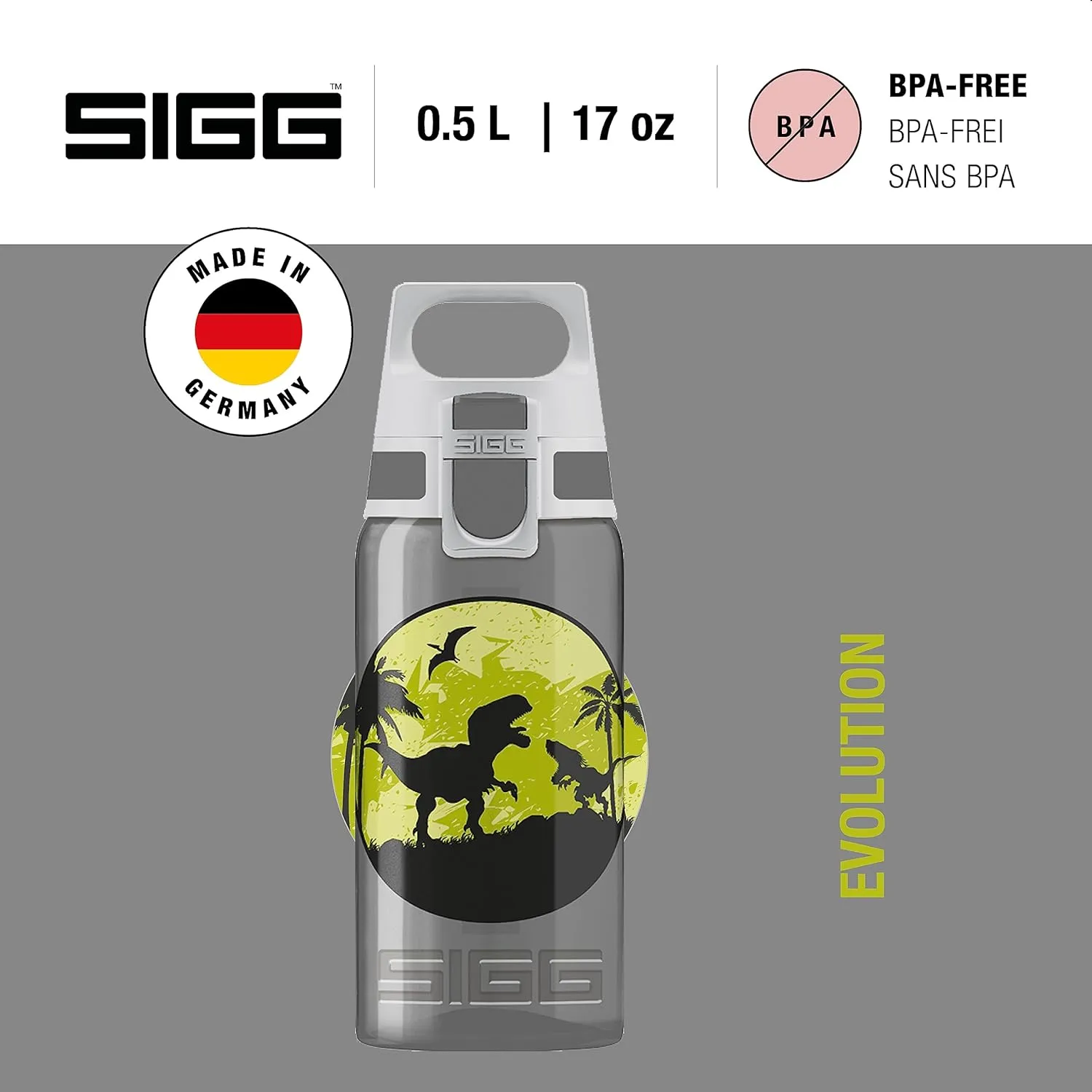 SIGG - Kids Water Bottle for School, Sports - VIVA ONE - Made in Germany - Dishwasher Safe - Carbonated Drinks - 17 Oz